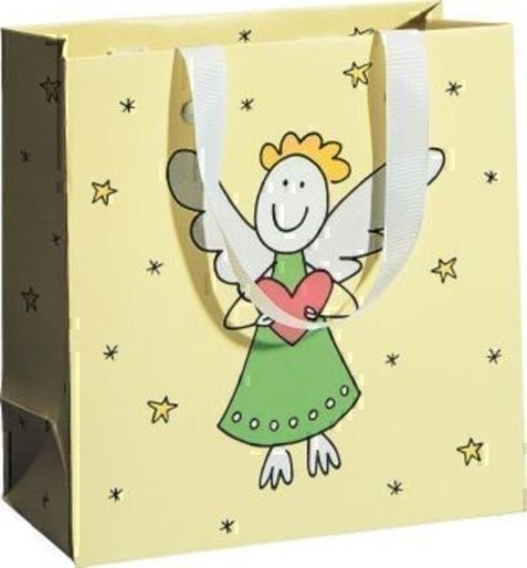 Yellow Christmas Angel Drawing Gift Bag Chiara by Stewo